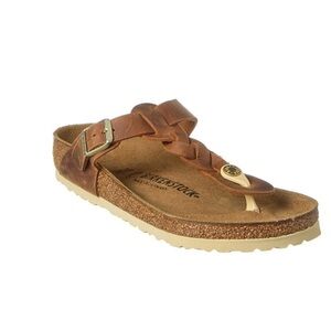 Birkenstock Gizeh braided sandal cognac women’s Sz 39 oiled leather